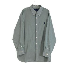 Ralph Lauren Purepress Classic Fit Shirt Button Down XL 18 34/35 Green Striped